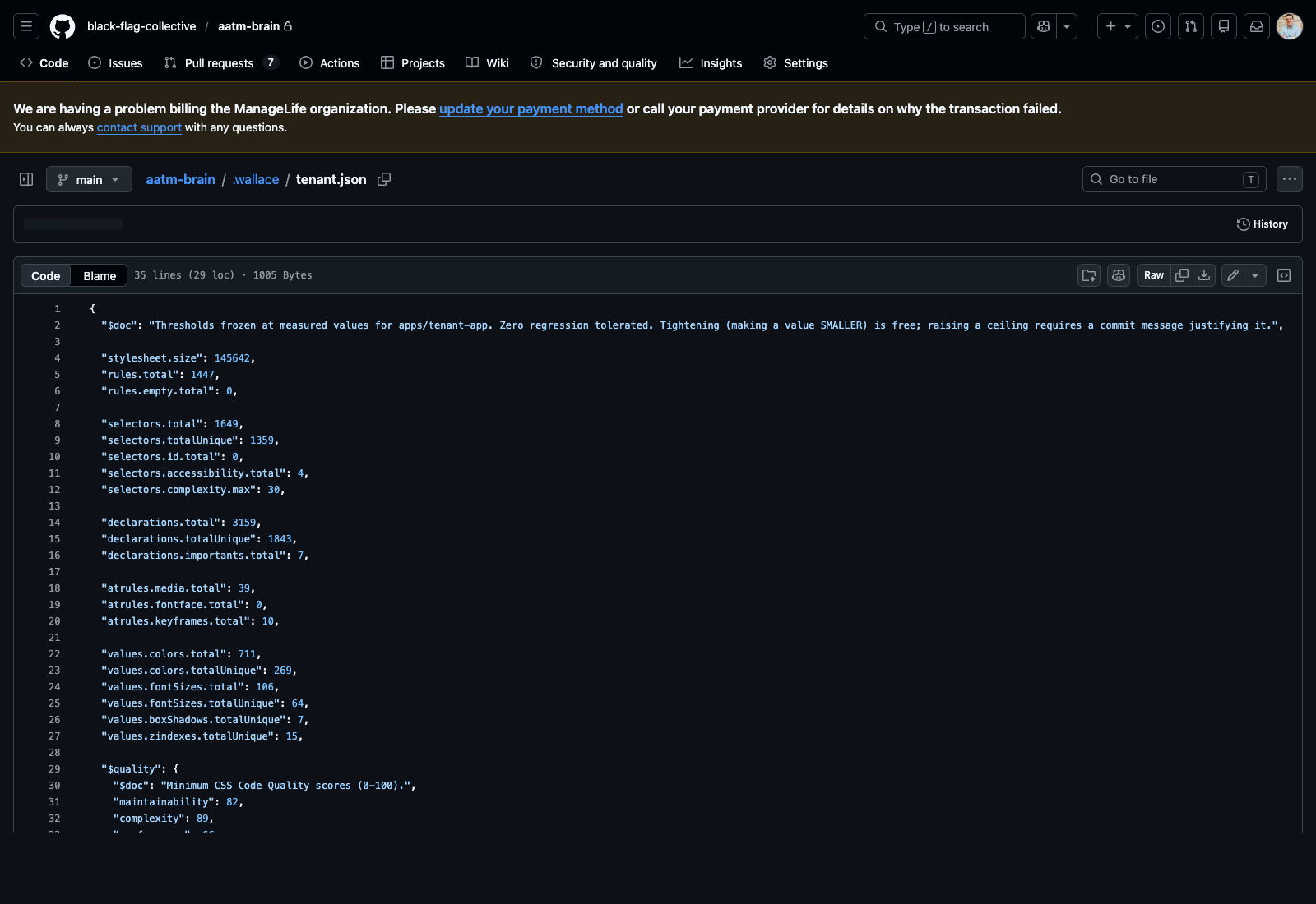 .wallace/tenant.json baseline file in aatm-brain